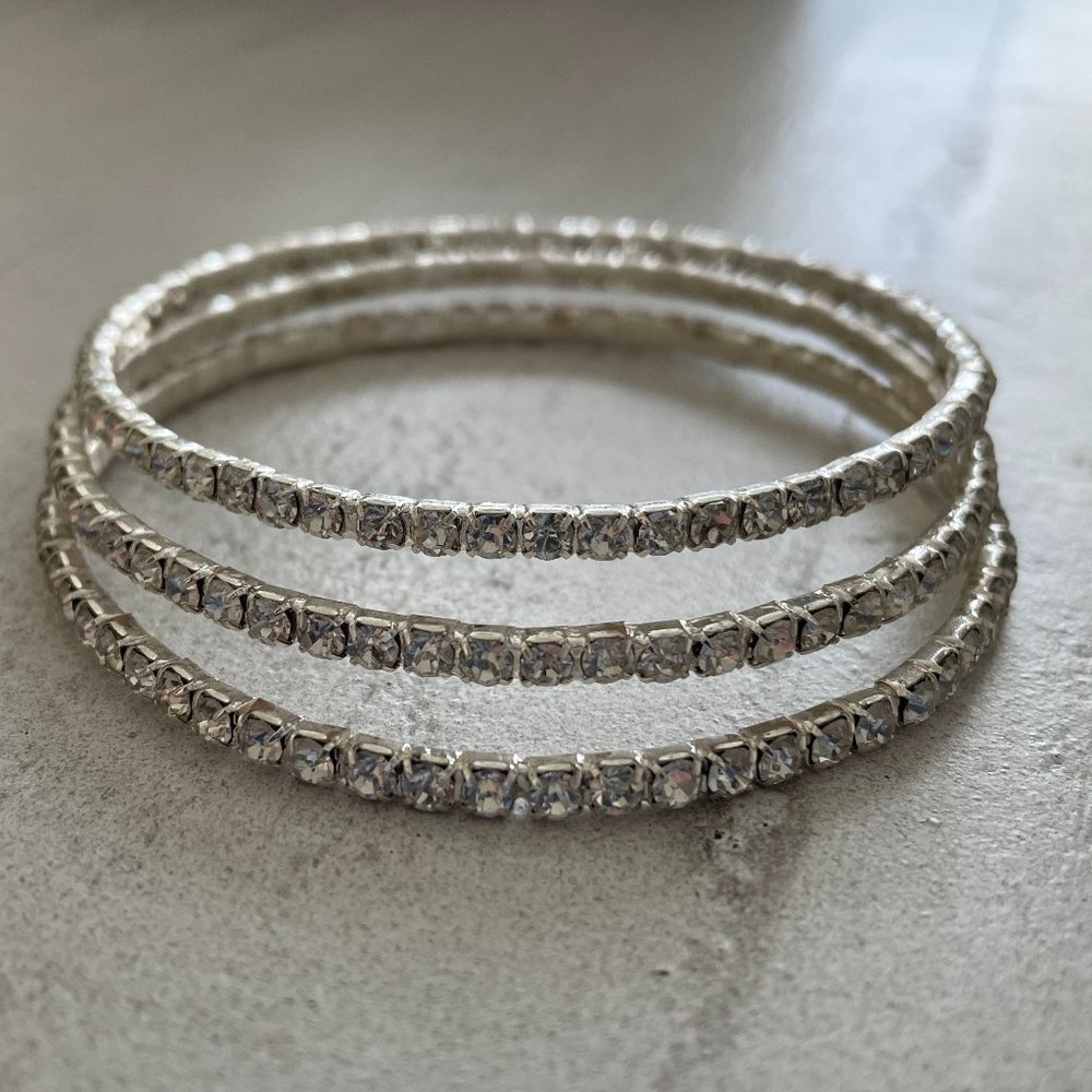 Set of three rhinestone bracelets